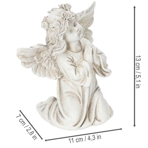 Statuetta di angelo in preghiera, decorazione tombale, seduto, 13 cm, 2 pezzi | Floristik24.it