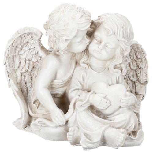 Decorazione angelo per bambini, coppia di angeli con scultura a forma di cuore, 24 cm