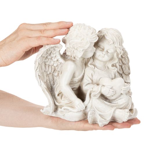 Decorazione angelo per bambini, coppia di angeli con scultura a forma di cuore, 24 cm | Floristik24.it