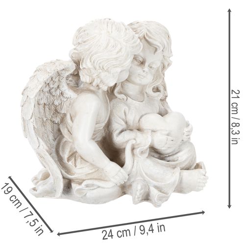 Decorazione angelo per bambini, coppia di angeli con scultura a forma di cuore, 24 cm | Floristik24.it