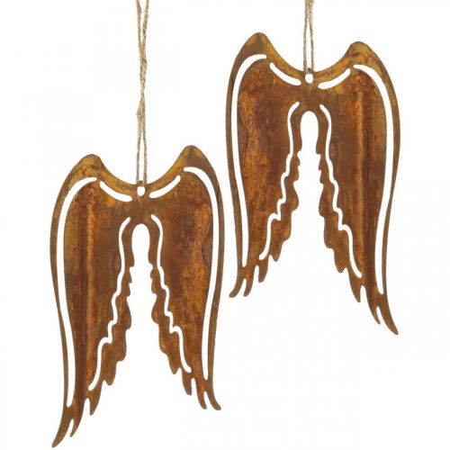 Floristik24 Appendino decorativo in metallo con ali d'angelo decorazione patinata 19,5 cm 3 pezzi