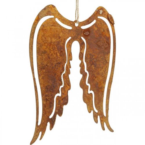 Floristik24 Appendino decorativo in metallo con ali d'angelo decorazione patinata 19,5 cm 3 pezzi