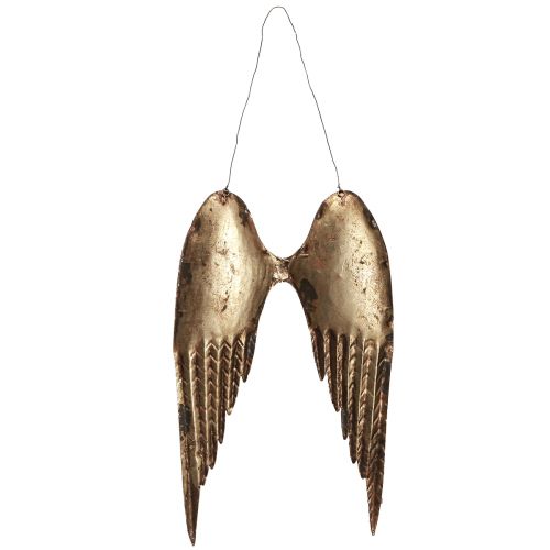 Prodotto Ali d&#39;angelo da appendere in metallo aspetto anticato oro 24×37 cm