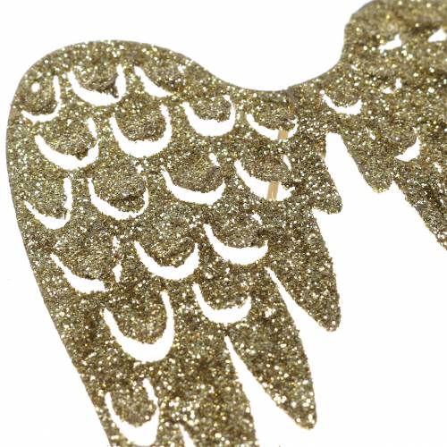 Floristik24 Candela spina ali d'angelo glitter oro 11 cm x 9 cm 6 pezzi