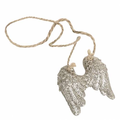 Floristik24 Ali d&#39;angelo da appendere in glitter oro 5 cm × 5,2 cm 12 pezzi