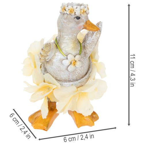 Prodotto Statuetta decorativa di anatra con vestito floreale, primavera, accessorio decorativo estivo dettagliato, 11 cm, 2 pezzi