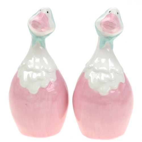 Floristik24 Oca pasquale in ceramica rosa, bianco H 11,5cm 4pz