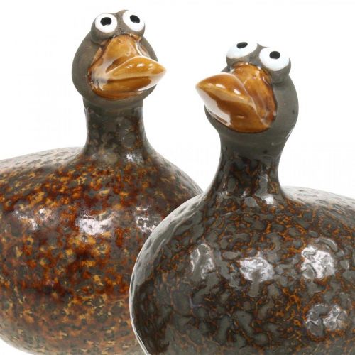 Floristik24 Deco anatra figura in ceramica decorazione primaverile 12,5 cm marrone 2pz