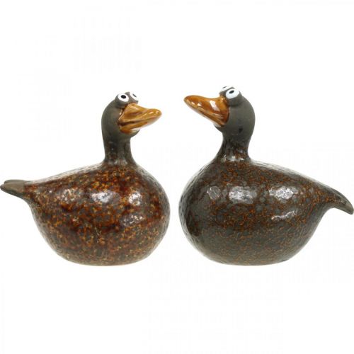 Floristik24 Deco anatra figura in ceramica decorazione primaverile 12,5 cm marrone 2pz
