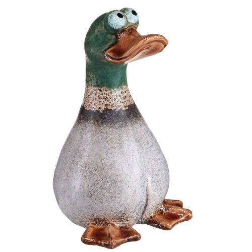 Floristik24 Anatre decorative in ceramica marrone verde drago seduto H17,5 cm 2 pz
