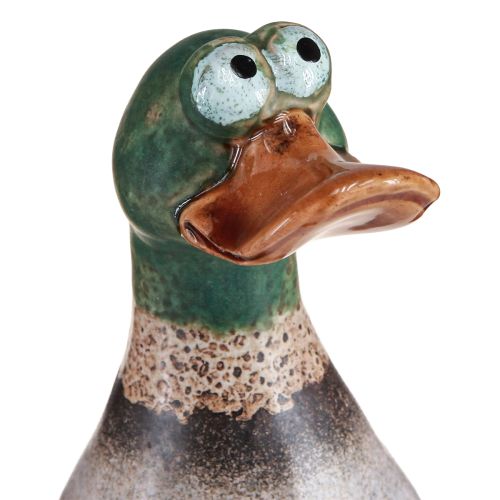 Floristik24 Anatre decorative in ceramica marrone verde drago seduto H17,5 cm 2 pz