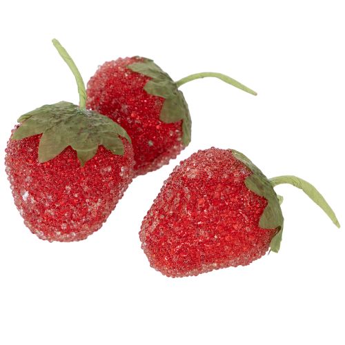 Oggetti decorativi artificiali a forma di fragola per interni eleganti e celebrazioni, 4 cm, 24 pezzi