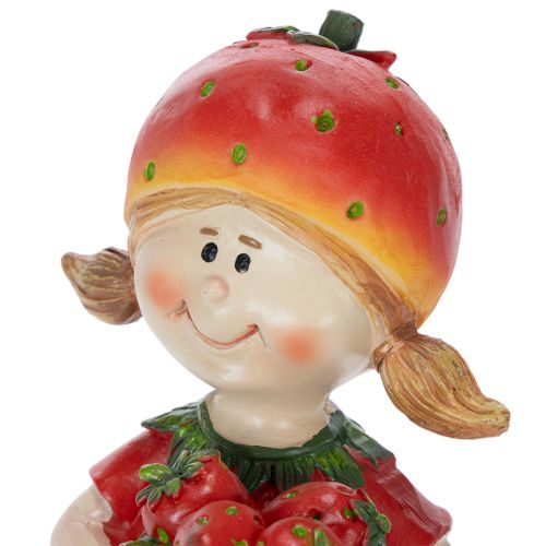 Prodotto Statuetta decorativa "Ragazza Fragola" per decorazioni estive, graziosa statuetta per soggiorno e balcone, 18 cm