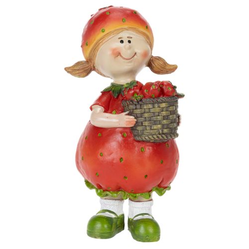 Prodotto Statuetta decorativa "Ragazza Fragola" per decorazioni estive, graziosa statuetta per soggiorno e balcone, 18 cm