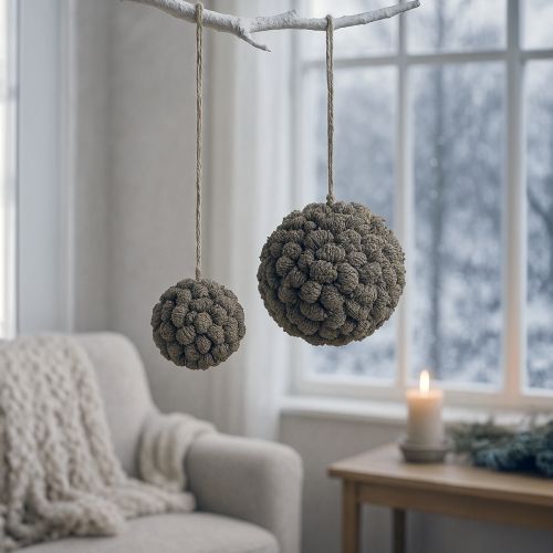 Prodotto Palla decorativa di pigne di ontano da appendere, sbiancata, 20 cm