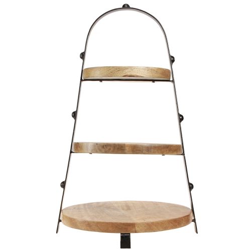 Prodotto Decorazione in legno a 3 livelli nero naturale Ø30cm H52cm