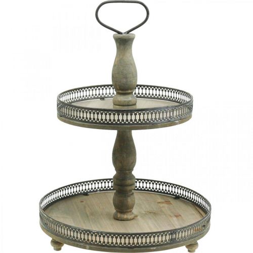 Floristik24 Alzata per torte Deco Alzata per torte con piante in legno Vintage H47cm Ø34cm