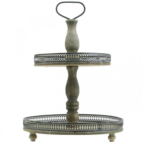 Floristik24 Alzata per torte Deco Alzata per torte con piante in legno Vintage H47cm Ø34cm