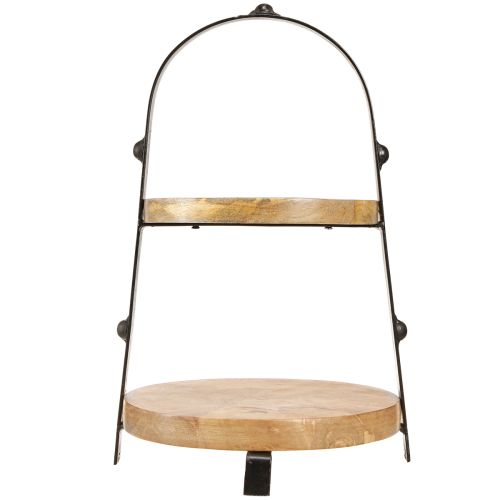 Prodotto Alzata per torta in legno metallo nero naturale a 2 livelli Ø25,5 cm H38 cm