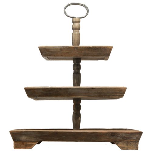 Floristik24 Alzata per torta vintage in legno a 3 livelli quadrata marrone 50x40x64 cm