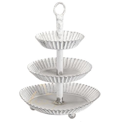 Floristik24 Vassoio in metallo a 3 livelli bianco H23 cm