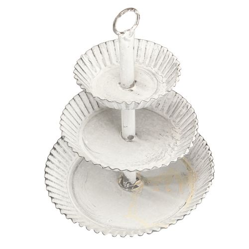 Floristik24 Vassoio in metallo a 3 livelli bianco H23 cm