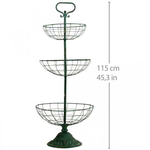 Floristik24 Alzata per torta in metallo XXL, Alzata per torta verde vintage H115cm Ø35/30/25.5cm