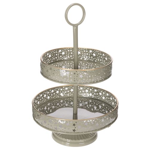 Vassoio da portata decorativo a più livelli con manico, motivo a stella, 49 cm
