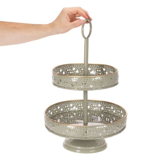Vassoio da portata decorativo a più livelli con manico, motivo a stella, 49 cm | Floristik24.it
