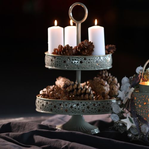 Vassoio da portata decorativo a più livelli con manico, motivo a stella, 49 cm | Floristik24.it