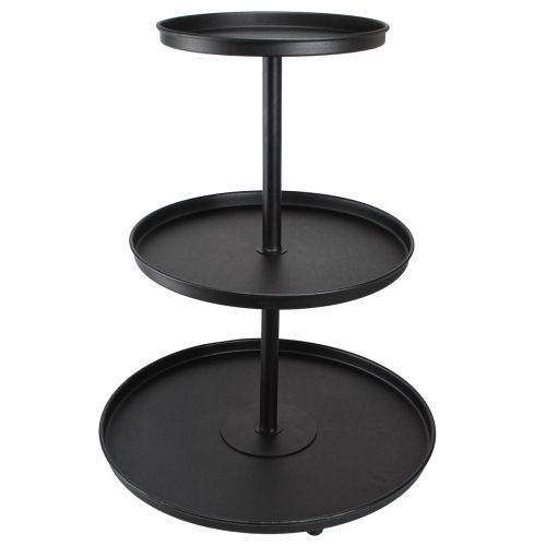 Alzata per torta piedi rotondi in metallo nero a 3 livelli Ø40cm H52cm