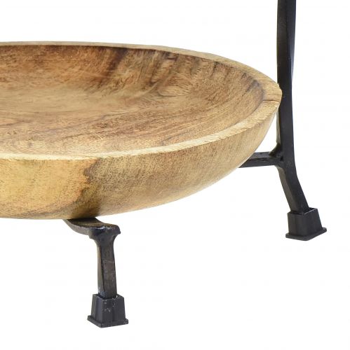 Floristik24 Alzata per torta a 2 livelli in legno naturale metallo nero Ø19 cm H40 cm