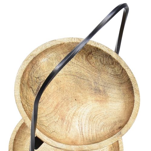 Floristik24 Alzata per torta a 2 livelli in legno naturale metallo nero Ø19 cm H40 cm