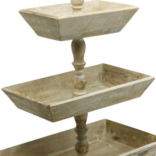 Floristik24 Alzata per torte grande decorazione da tavola in legno sbiancato decorazione per vetrine 62x50x31cm