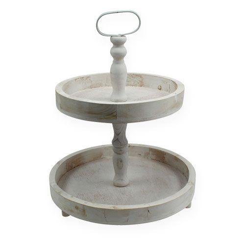 Floristik24 Portaoggetti in legno bianco Ø26cm Ø32cm H47cm