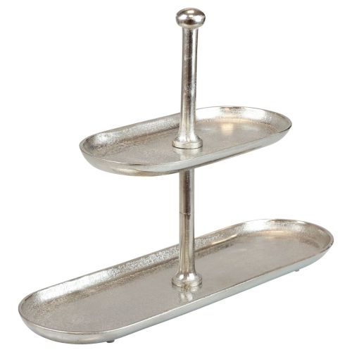 Floristik24 Alzata per torta decorazione da tavolo vintage in metallo argento a 2 livelli 52×16×39 cm