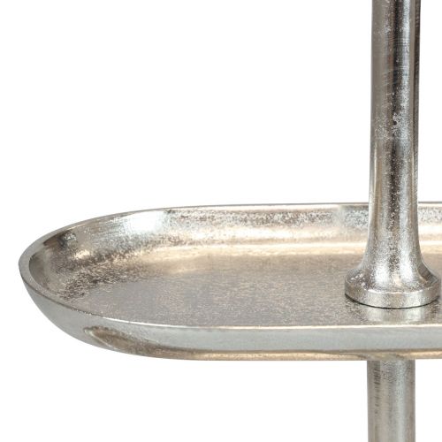 Floristik24 Alzata per torta decorazione da tavolo vintage in metallo argento a 2 livelli 52×16×39 cm