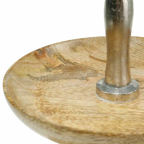 Floristik24 Etagere legno di mango / decorazione in alpacca vero legno a 2 livelli