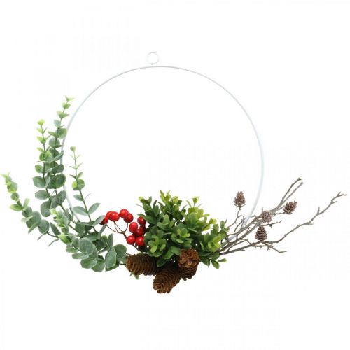 Prodotto Ghirlanda decorativa eucalipto, bacche e coni artificialmente Ø30cm