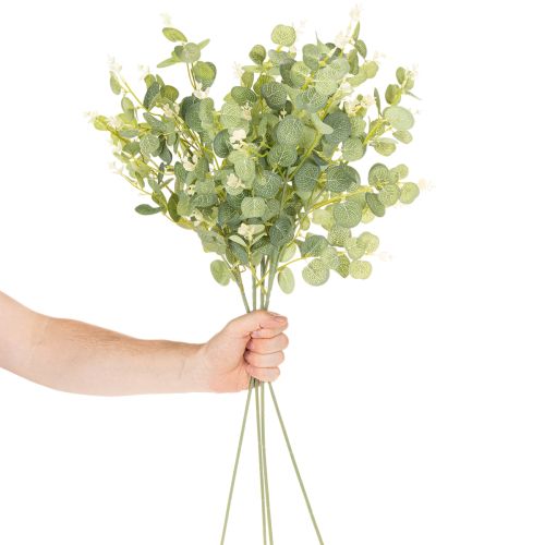 Ramo artificiale di eucalipto con foglie rotonde, 75 cm, 4 pezzi | Floristik24.it