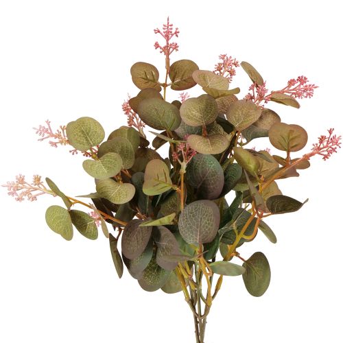 Rami artificiali di eucalipto con fiori rosa, 45 cm, 3 pezzi