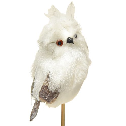 Floristik24 Gufo sull&#39;asta bianco 9 cm L48 cm