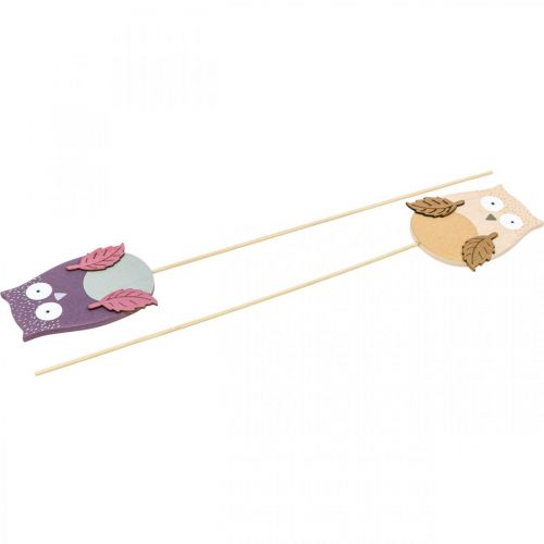 Prodotto Spina fiore deco gufo legno viola, marrone 8cm 12pz