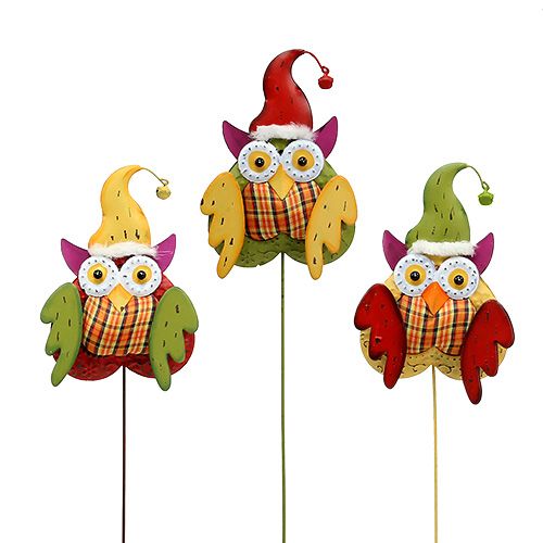 Floristik24 Gufo come una spina di fiori Multicolore 16 cm L48 cm 3 pezzi