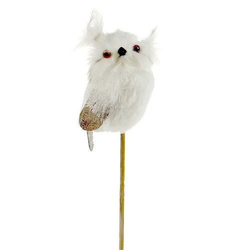Gufo sull&#39;asta bianco 9 cm L48 cm