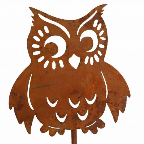 Floristik24 Pali da giardino gufo patina, autunno, decorazione in metallo H32cm 6pz