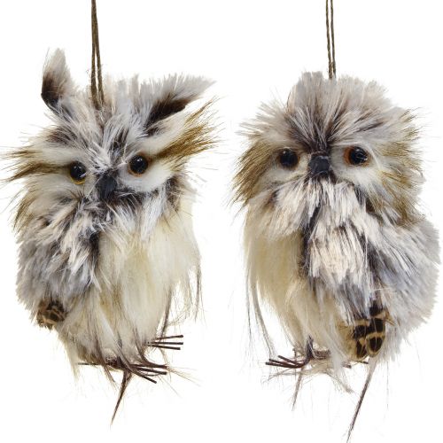 Decorazione gufo figure di gufo piccole, decorazione animali  della foresta 11 cm bianco-marrone 2 pezzi-457698