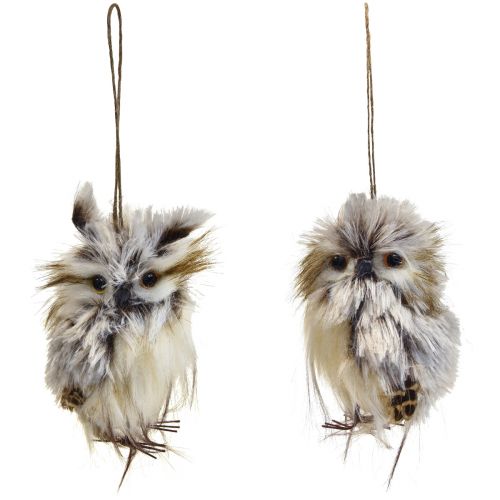 Prodotto Decorazione gufo figure di gufo piccole, decorazione animali della foresta 11 cm bianco-marrone 2 pezzi