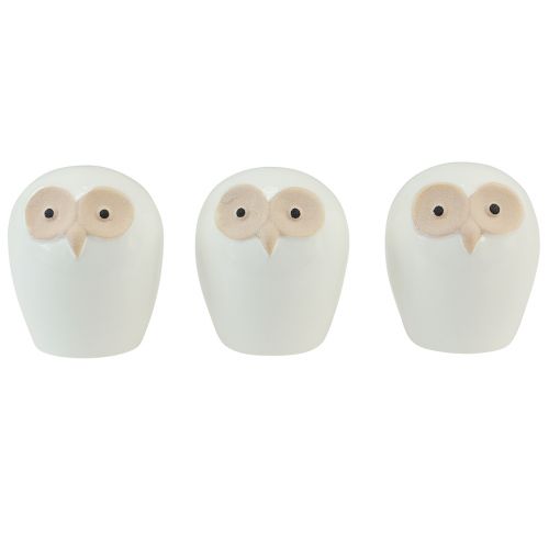 Prodotto Figure decorative gufo decorazione animale foresta in ceramica bianca 11,5 cm 3 pezzi