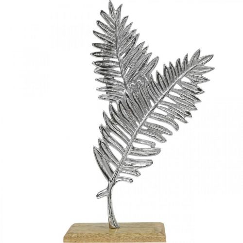 Decorazione da tavolo decorazione in metallo felce legno argento H54cm L37cm